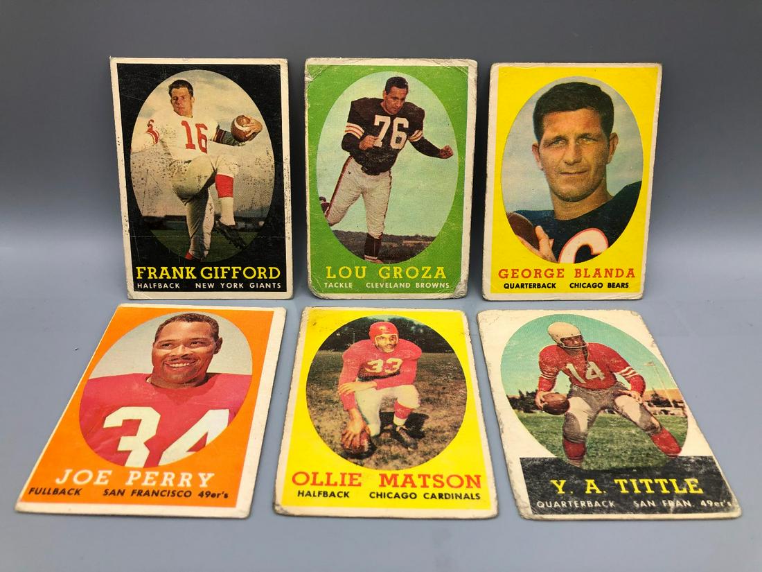 1958 Topps Football Lot of 6 Low Grade Condition Stars (1 of 2)
