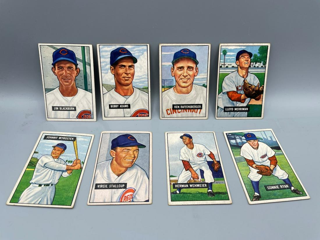 1951 Bowman Baseball Lot of 8 Cincinnati Reds - 2 High (1 of 6)