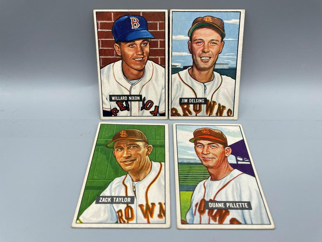 1951 Bowman Baseball Lot of 4 Short Prints - Browns, (1 of 4)