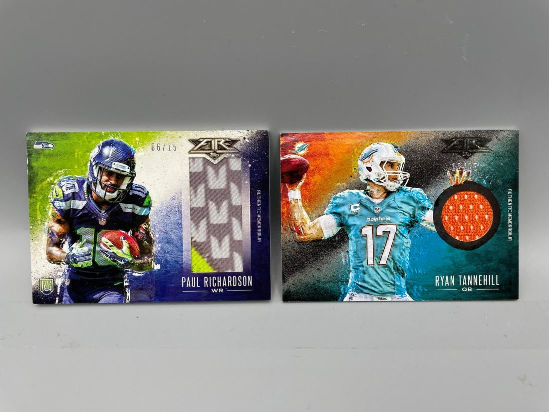 2014 Topps Fire Football Game Worn Cards - Paul: 2014 Topps Fire Football Game Worn Cards - Paul Richardson #/15 & Ryan Tannehill #/25