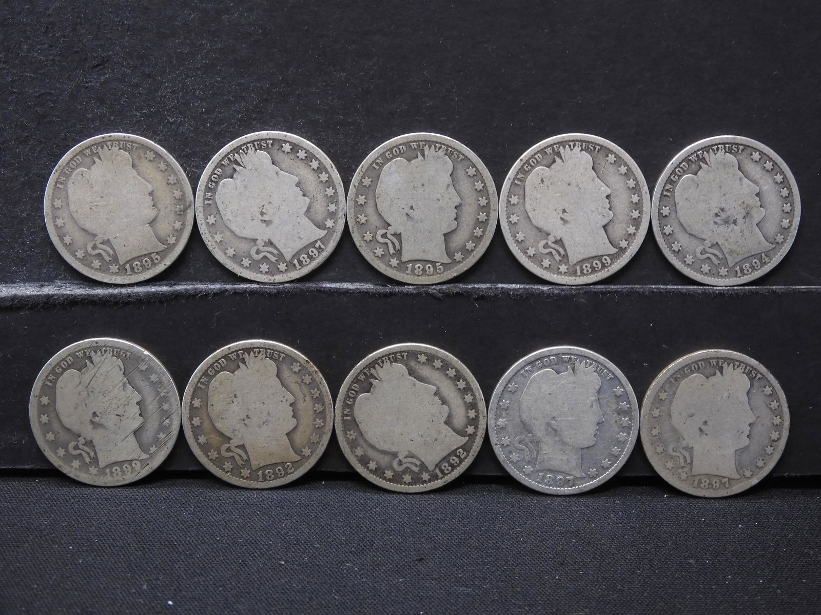 1800's Barber Quarters - Lot of 10 (1 of 2)