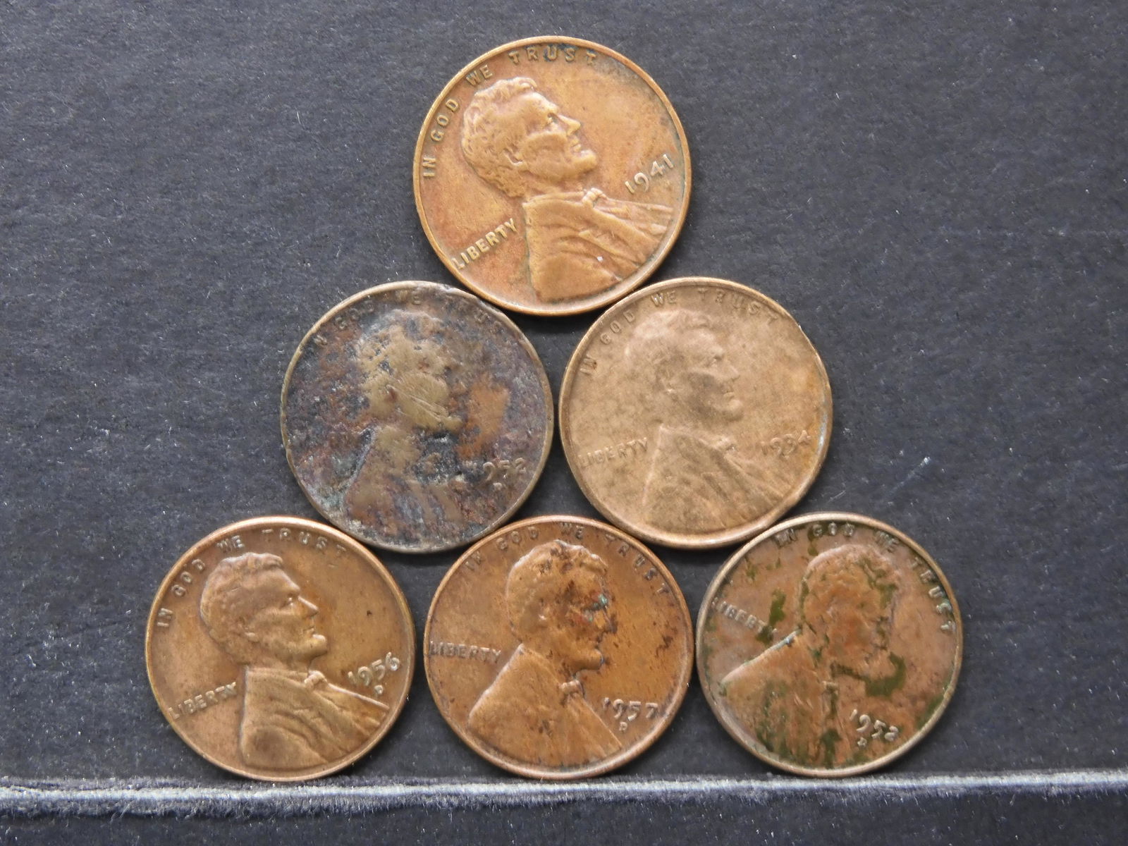 1934, 1941, (2) 1952-D, 1956-D, 1957-D (6 WHEAT (1 of 2)