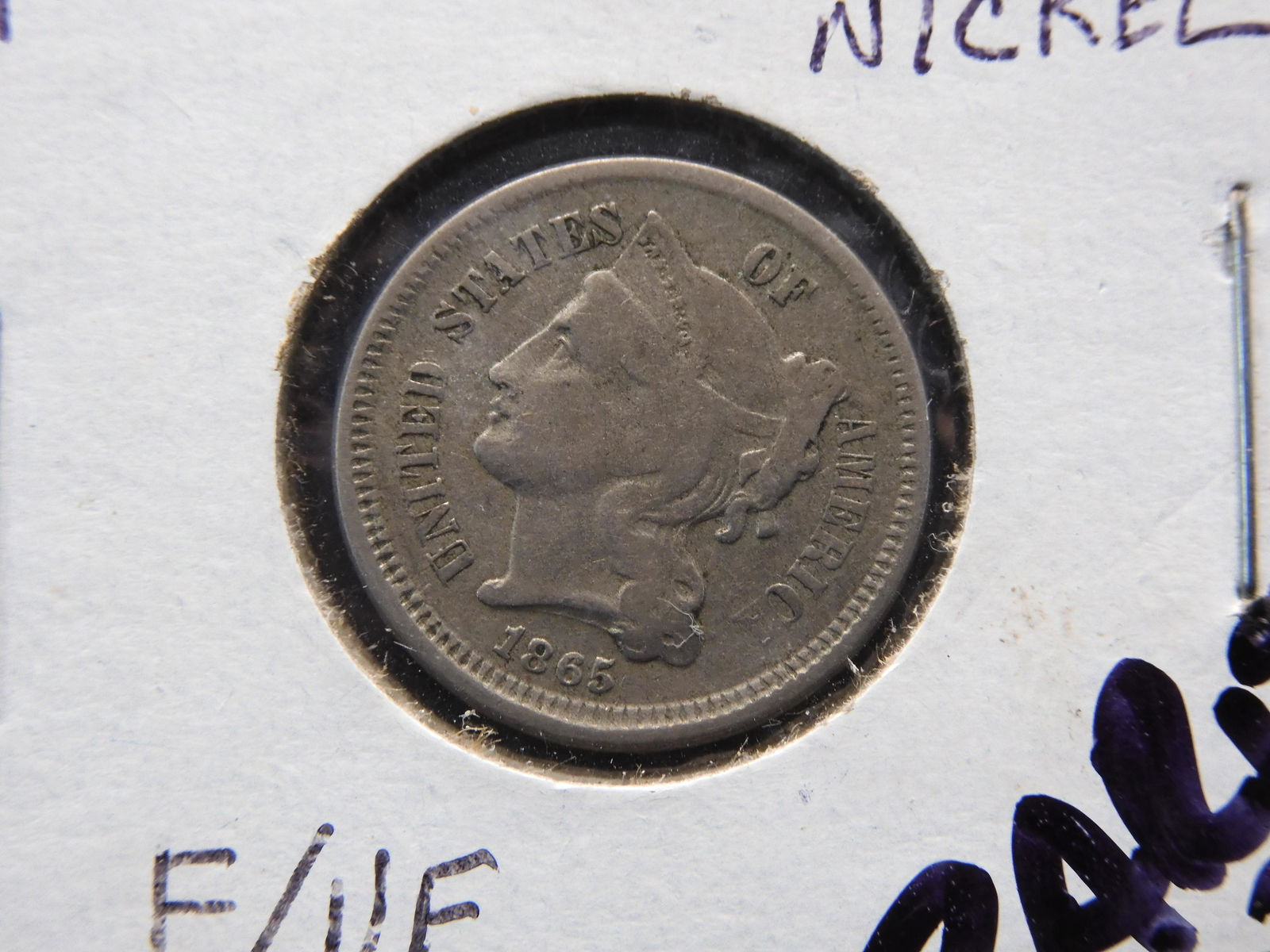 68.) 1865 3 Cent Nickel Piece (1 of 2)