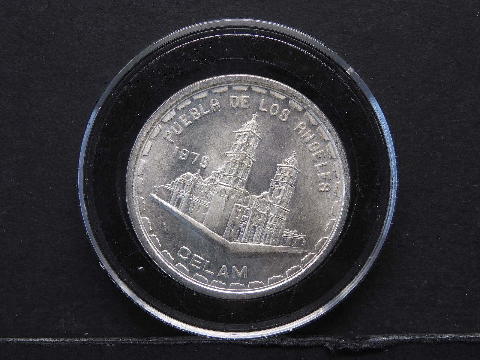 87.) Puebla of Los Angeles Celam Silver Pope Coin: 87.) Puebla of Los Angeles Celam Silver Pope Coin