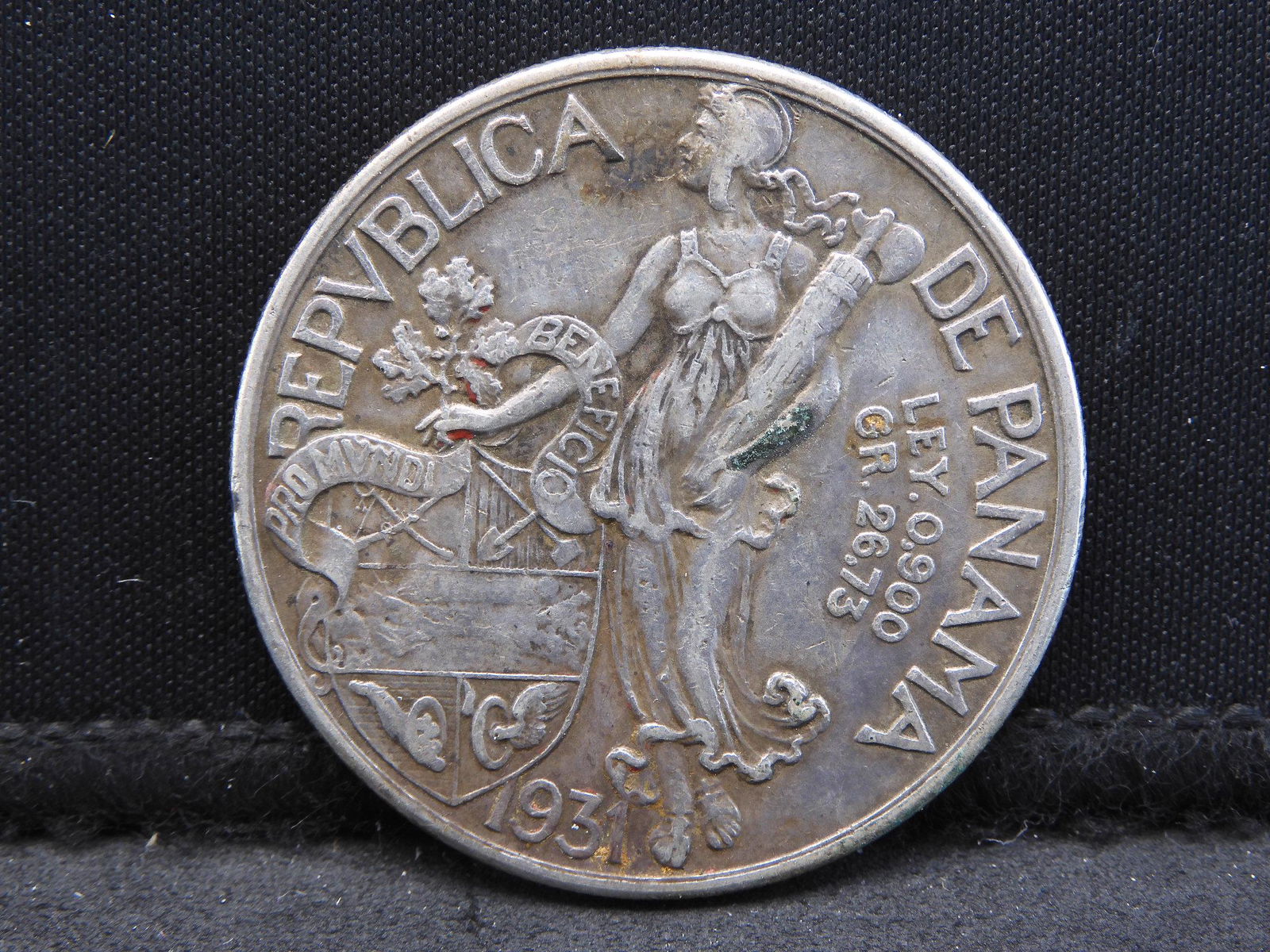 1931 Panama Silver Balboa.  Original 90% coin with (1 of 3)