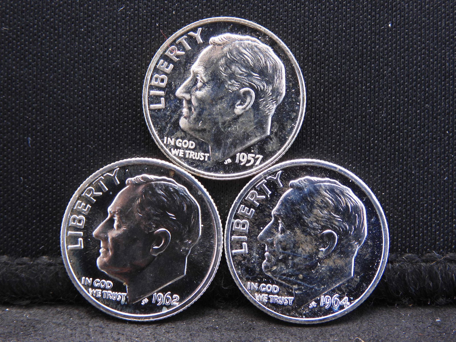 1957 1962 1964 Proof Silver Roosevelt Dimes. (1 of 2)