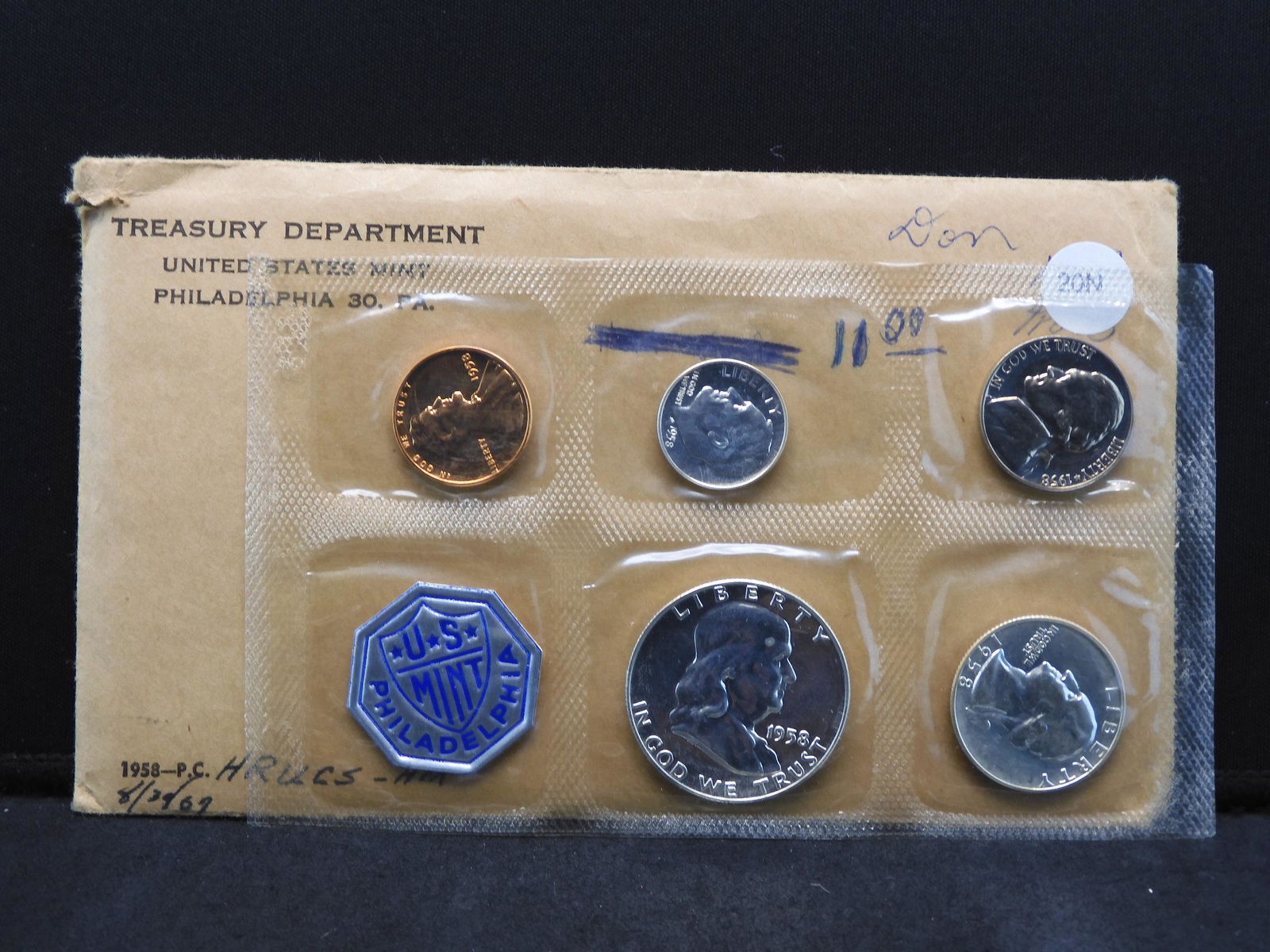 1958 United States Mint 5-Coin Proof Set. (1 of 3)