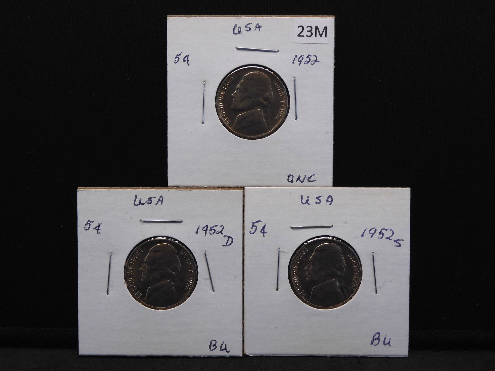 1952 PDS Brilliant Uncirculated Jefferson Nickels. (1 of 5)