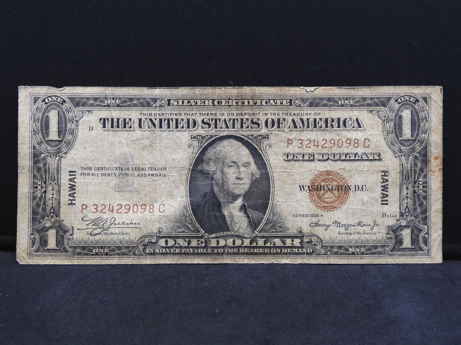 1935-A $1 Hawaii WWII Emergency Note Red Seal Silver (1 of 3)