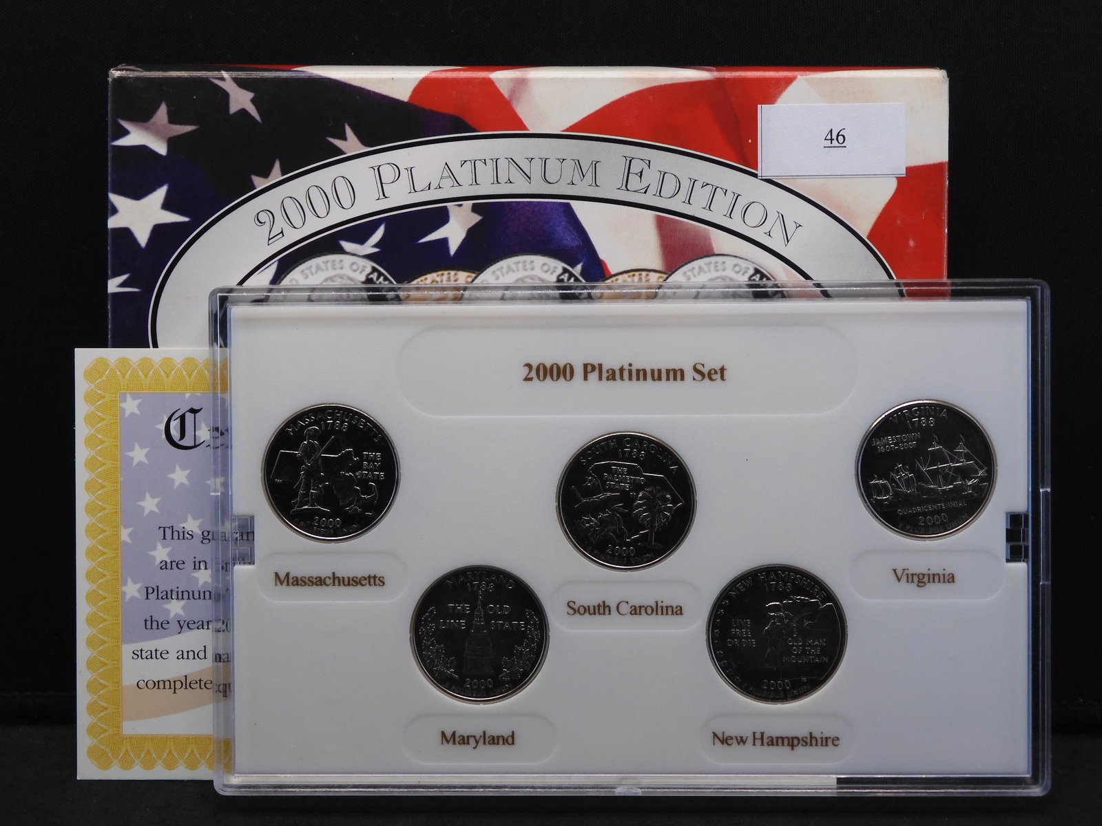 2000 U.S. Statehood 5 Quarter Uncirculated Set Layered: 2000 U.S. Statehood 5 Quarter Uncirculated Set Layered in Platinum!