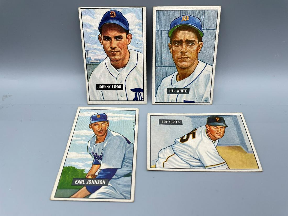 1951 Bowman Baseball Lot of 4 High Number Short Prints (1 of 4)