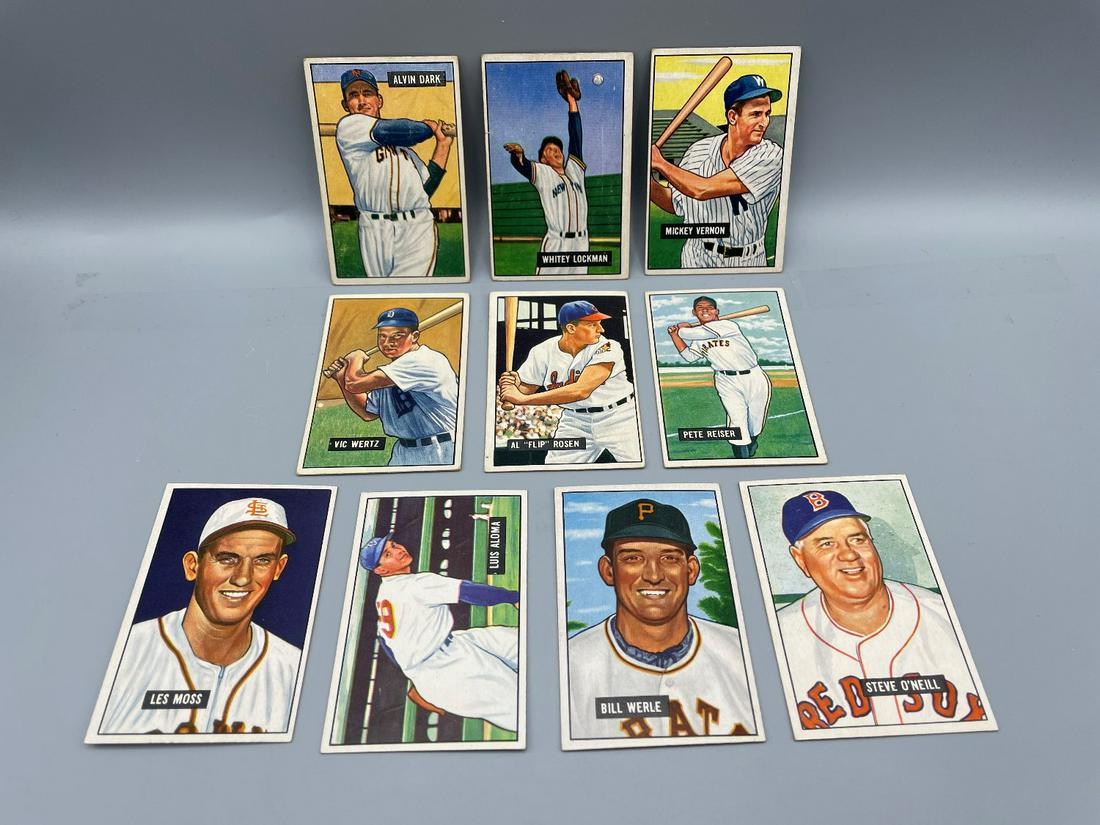 1951 Bowman Baseball Lot of 10 - Al Dark, Mickey (1 of 6)