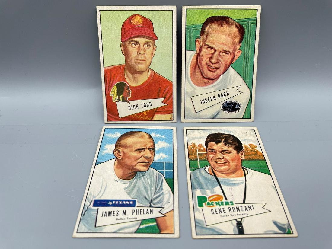 1952 Bowman Small Football Lot of 4 Coaches: 1952 Bowman Small Football Lot of 4 Coaches
