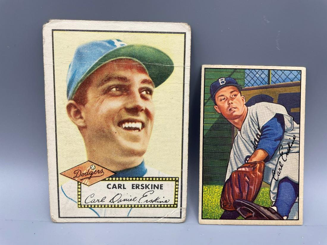 1952 Topps & 1952 Bowman Carl Erskine (1 of 5)