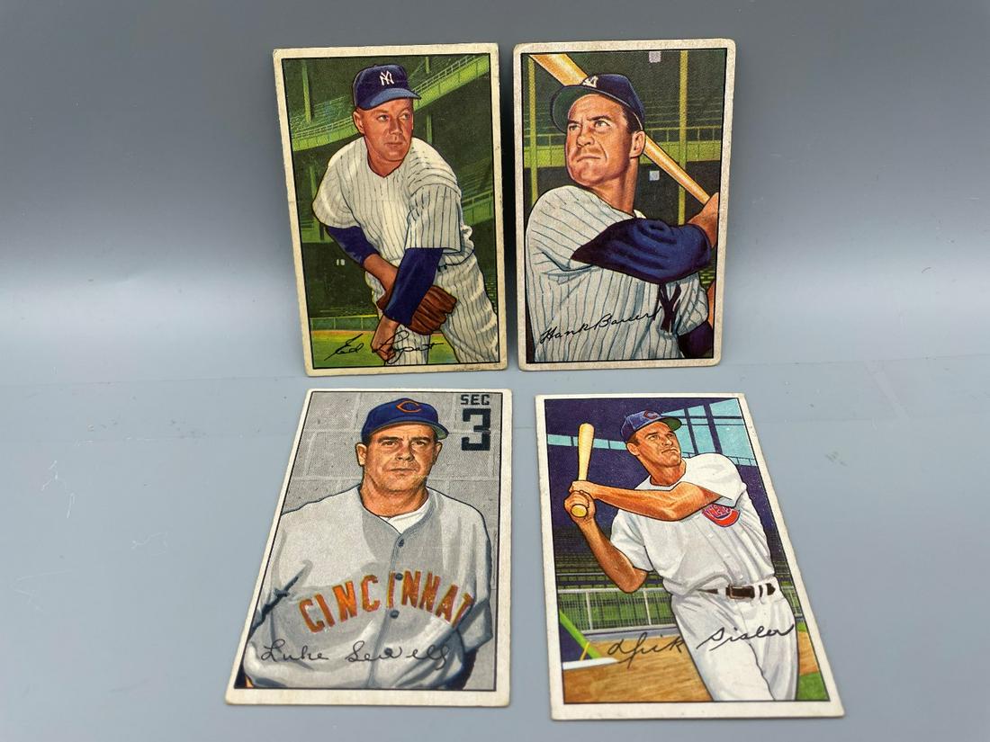 1952 Bowman Baseball Lot of 4 - Lopat, Bauer, Sewell, (1 of 6)