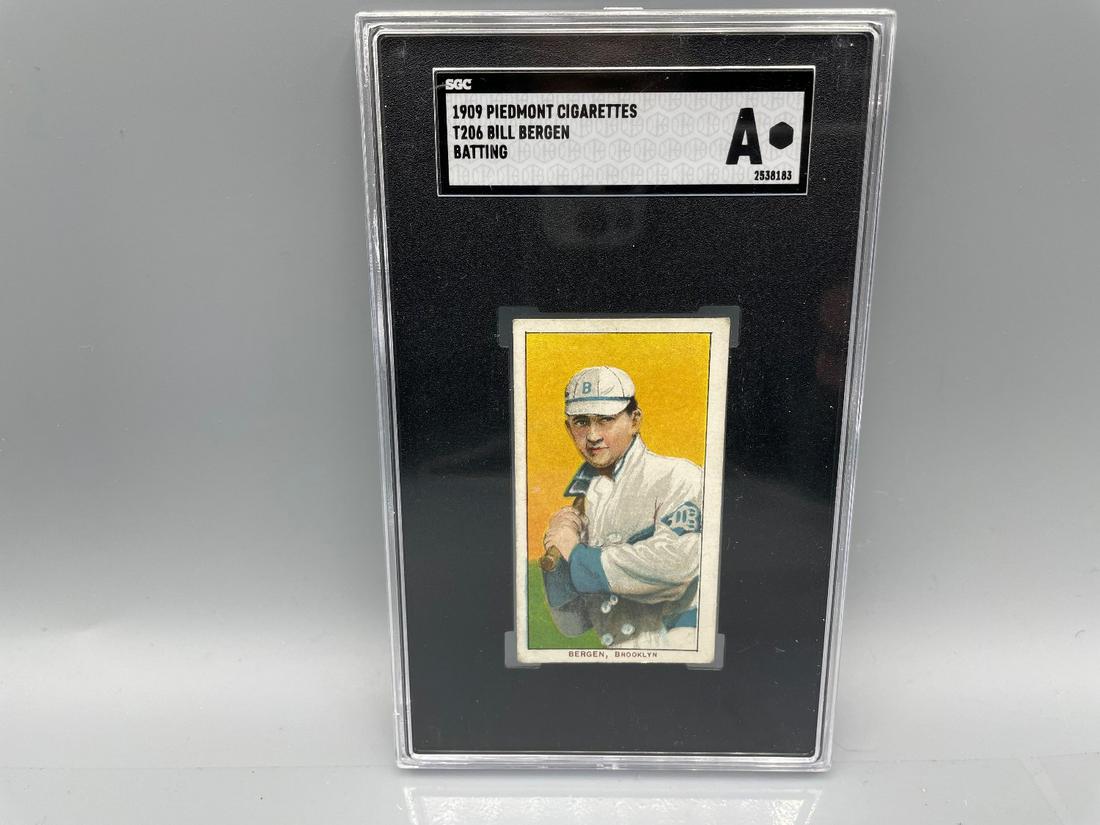 1909-11 T206 Bill Bergen Batting Piedmont Back SGC A (1 of 4)