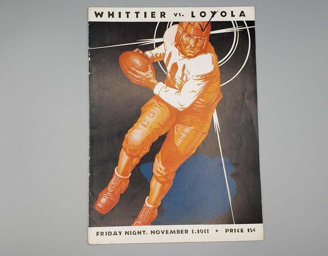 1933 College Football Program Whittier Vs. Loyola - (1 of 2)