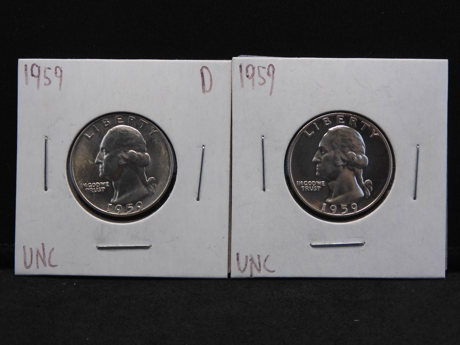 1959-P & 1959-D Washington Silver Quarters - UNC (1 of 3)
