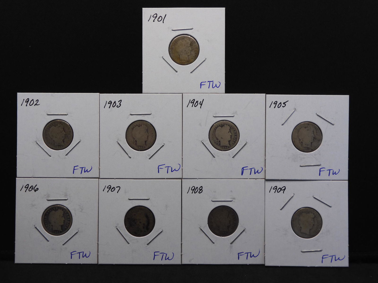 Lot of Barber Silver Dimes - 1901-1909 (1 of 11)