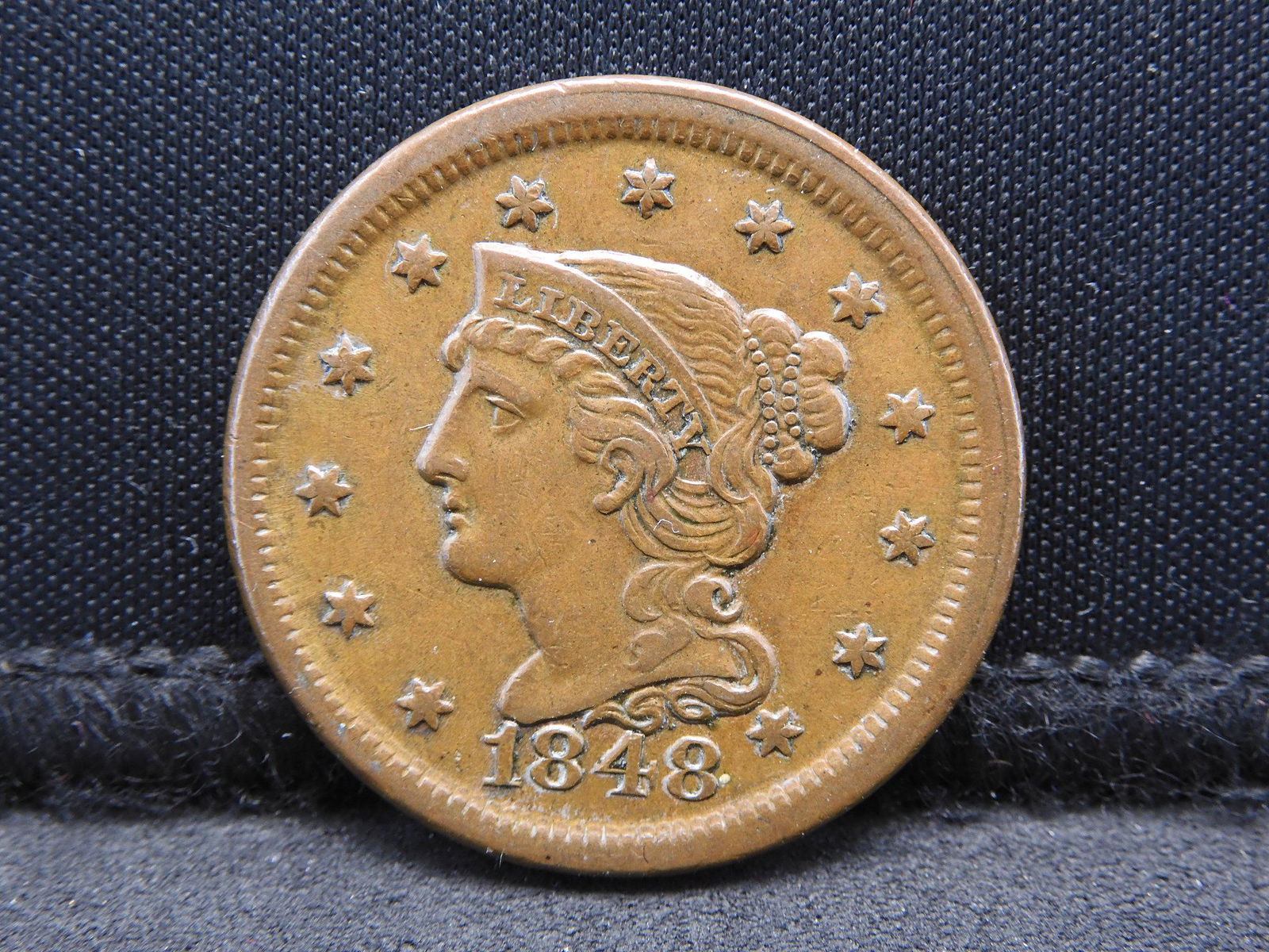 1848 Braided Hair Large Cent.  Brilliant Detail!!! (1 of 2)
