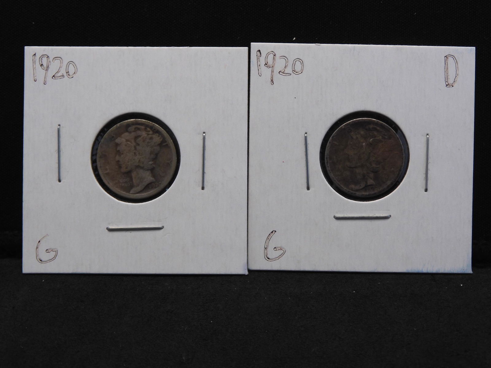 1920-P & 1920-D Mercury Silver Dimes (1 of 5)