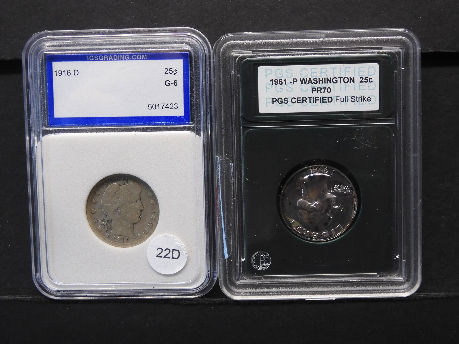 1916-D Barber /1961 Washington 90% Silver Slabbed (1 of 10)