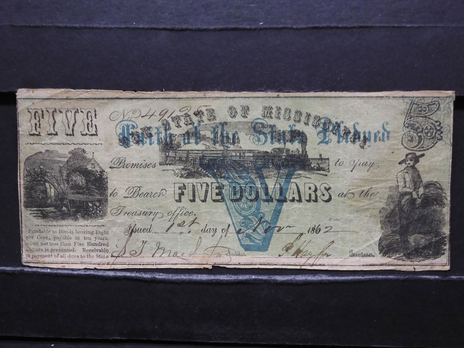 RARE 1962 State of Mississippi $5 Note - Nice Condition (1 of 2)