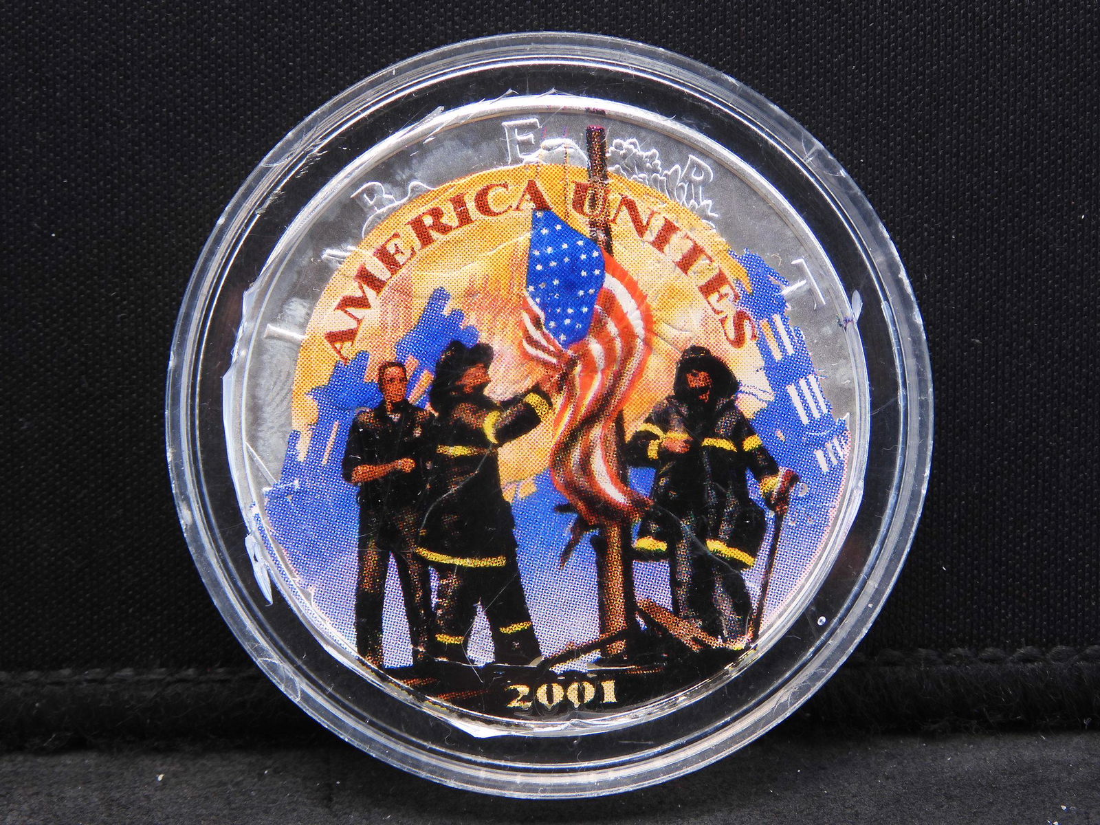 2001 American Silver Eagle enameled with 9/11 Pictures (1 of 3)