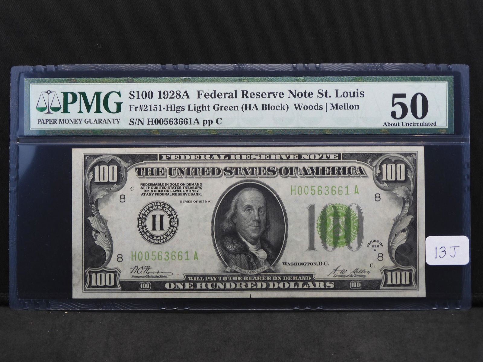 $100.00 1928 A Light Green Seal, Fed Reserve Note St. (1 of 5)