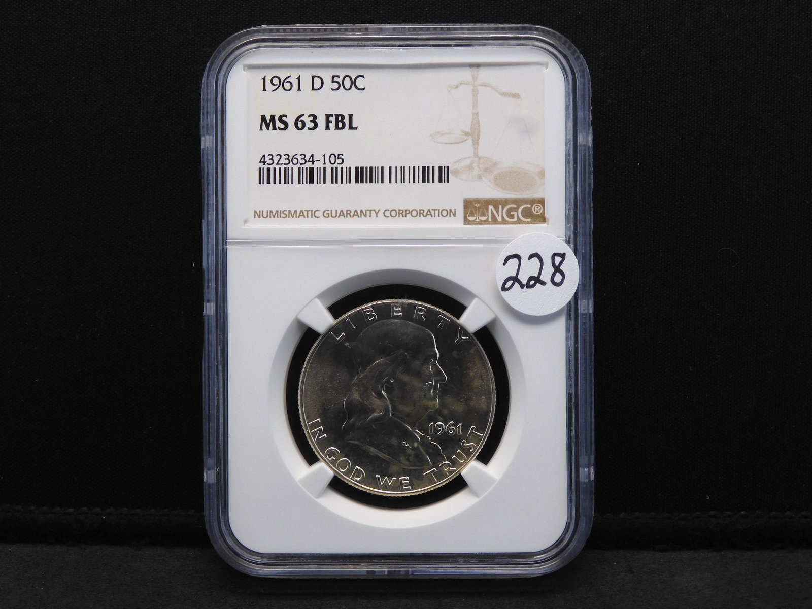 1961-D NGC 63 FBL Franklin Silver Half Dollar (1 of 4)