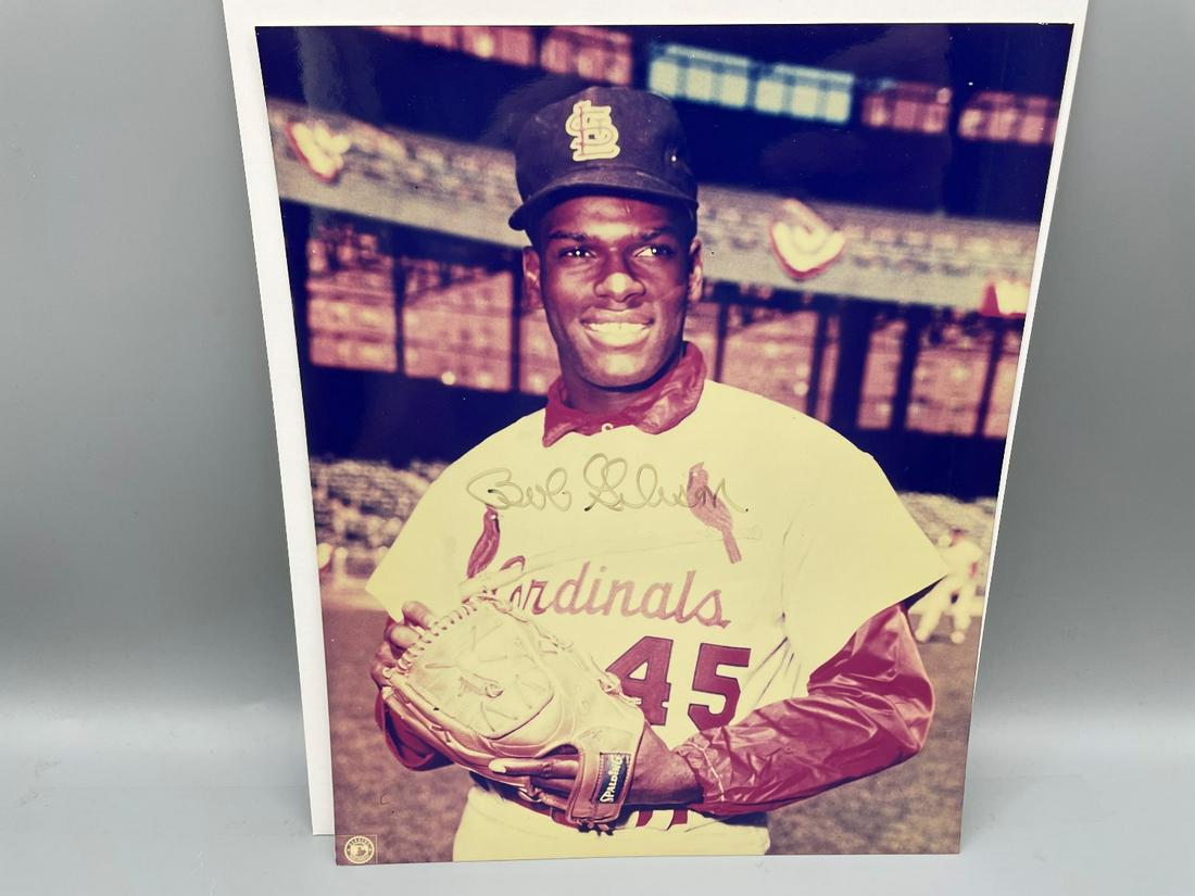 Bob Gibson Signed Picture: Authenticity is unverified - Please examine signature and determine for yourself