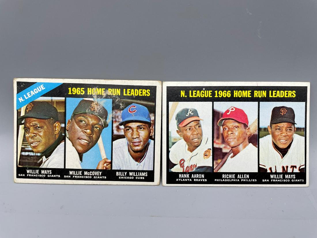 1966 & 1967 Topps HR Leaders - Willie Mays, Hank Aaron, (1 of 4)
