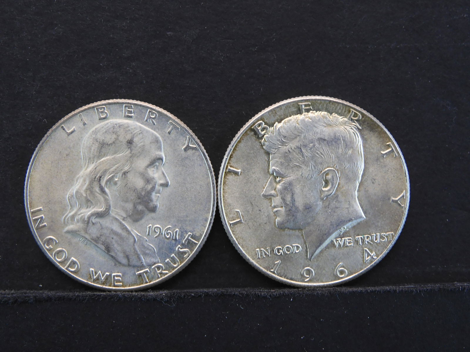 (2) 90% Silver Half Dollars -1961-D Franklin /1964 (1 of 2)