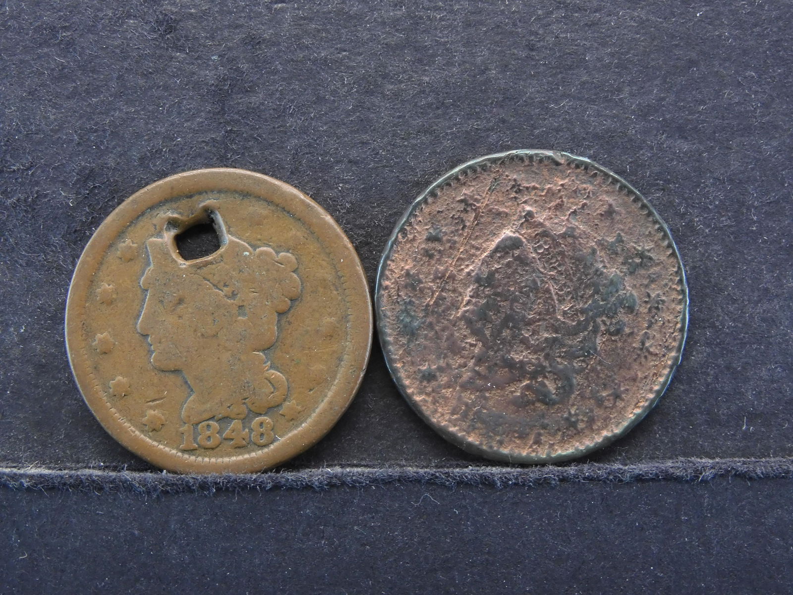2 Large Cents 1848 Holed & 1834 Environmental Damage (1 of 2)