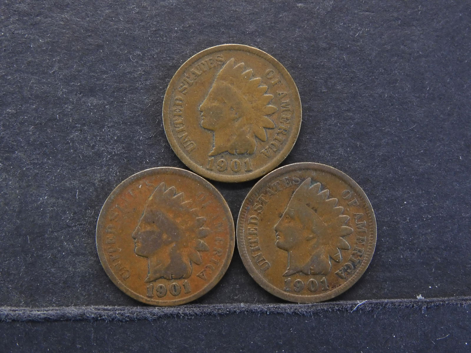 Three 1901 Indian Head Cents (1 of 3)