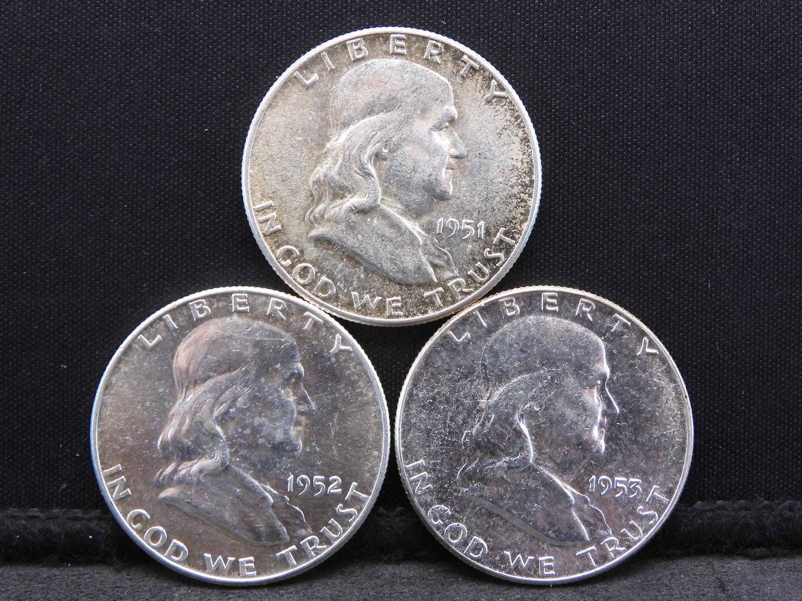 1951 1952 1953 Uncirculated Franklin Half Dollars. (1 of 2)