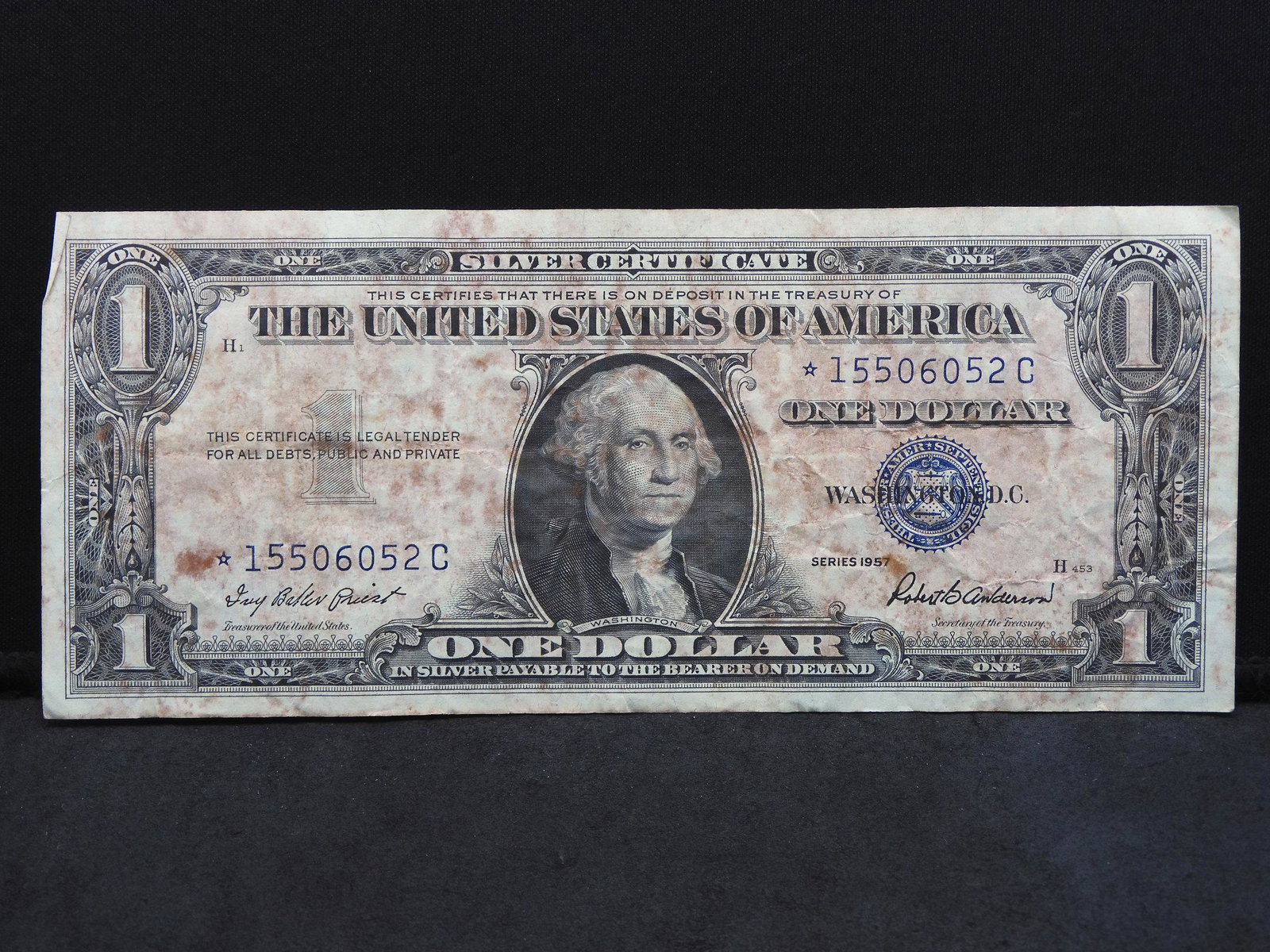 1957 $1 Star Note Blue Seal Silver Certificate.  Serial (1 of 3)