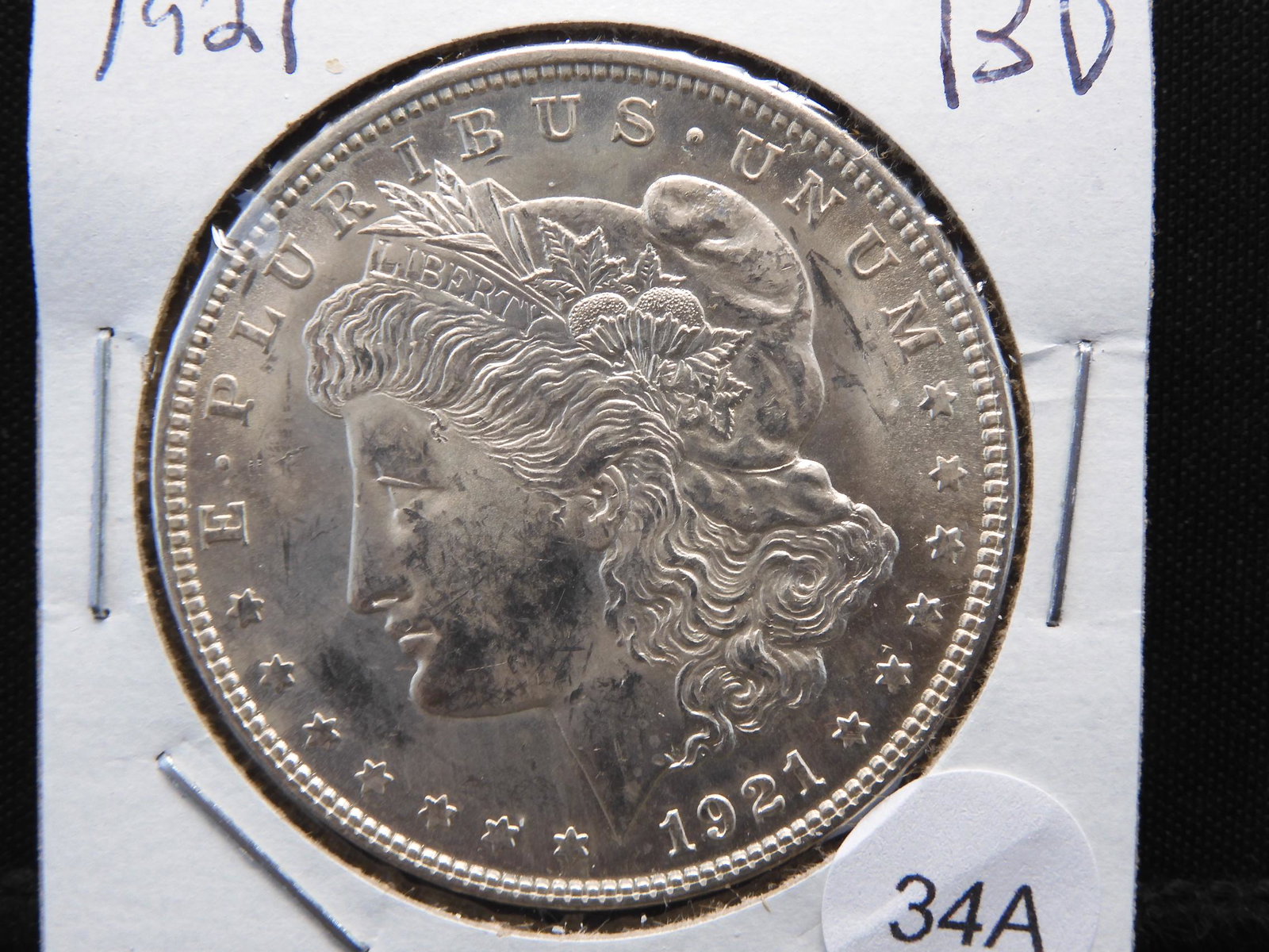 1921 Morgan Dollar.  White BU. (1 of 3)