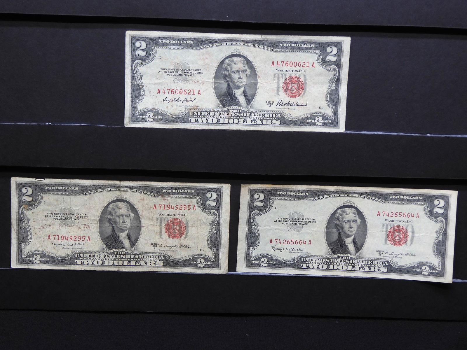 1953-A 1953-B 1953-C $2 Star Red Seal United States (1 of 6)