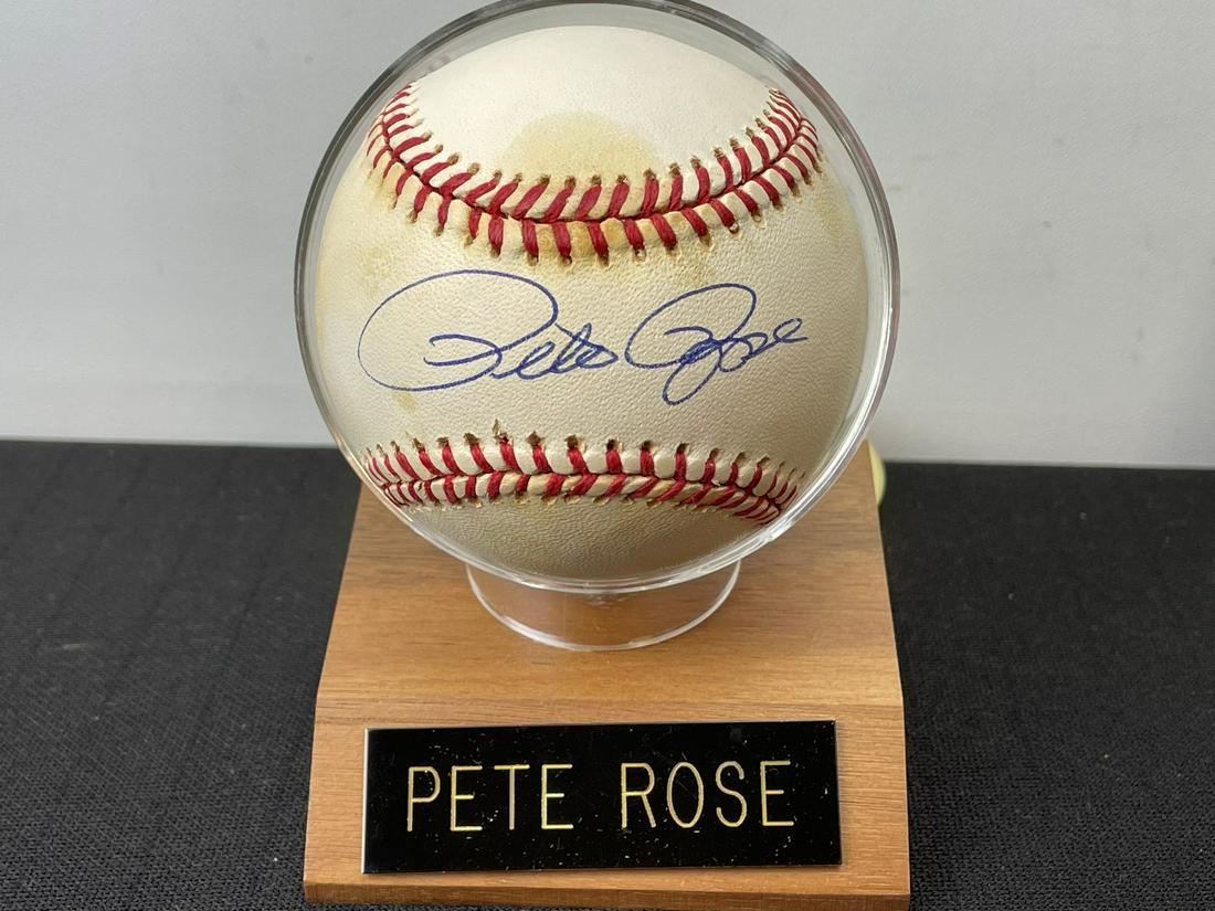 Pete Rose Autographed ONL Baseball - Score Board COA (1 of 3)