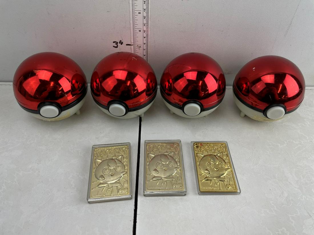 1999 Burger King Pokemon 23K Gold Plated Cards Lot of 7: 1999 Burger King Pokemon 23K Gold Plated Cards Lot of 7 (3 without Pokeballs) - Charizard