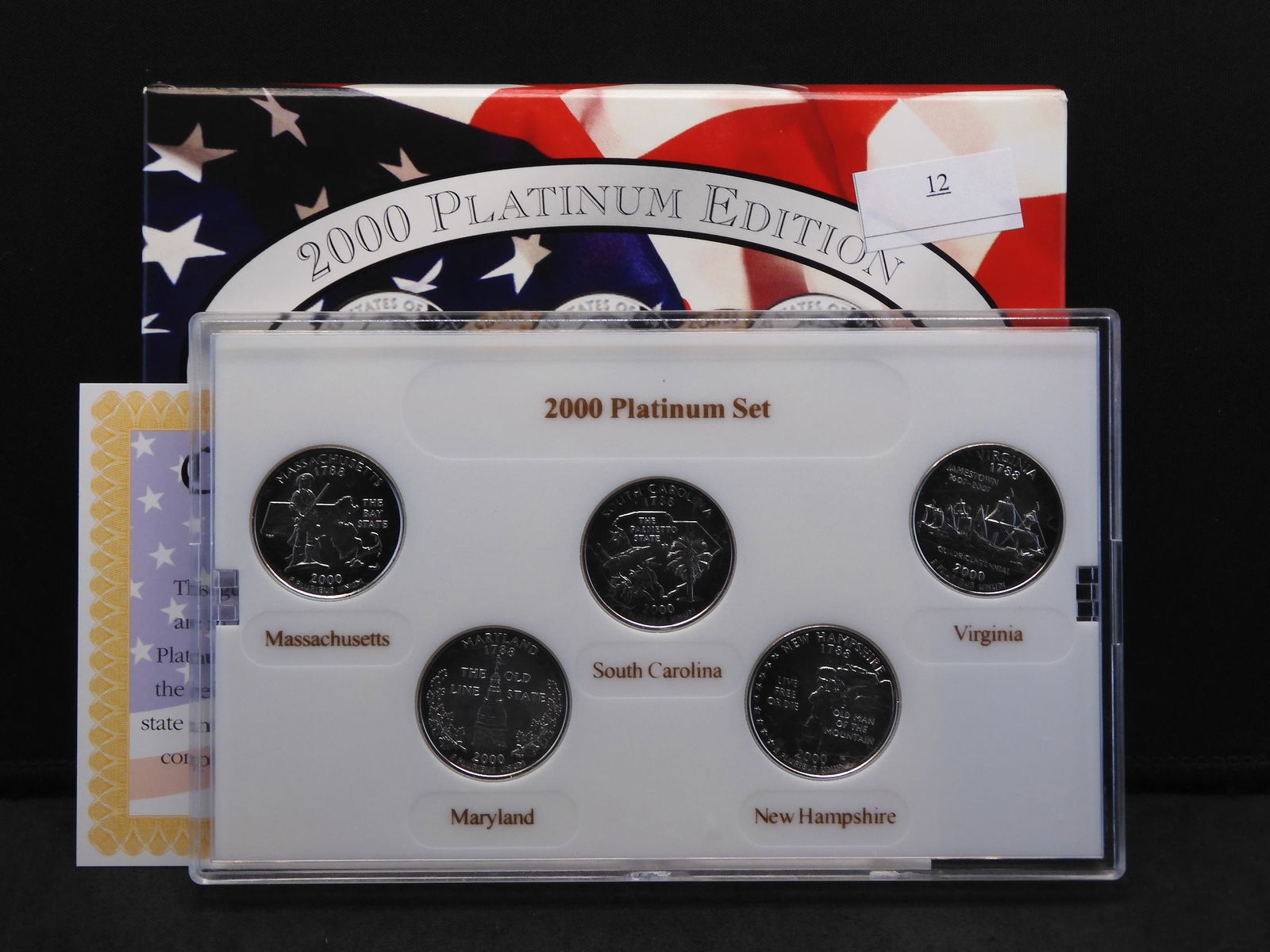 2000 U.S. Statehood 5 Quarter Set Layered in Platinum -: 2000 U.S. Statehood 5 Quarter Set Layered in Platinum - BU Condition - Beautiful!