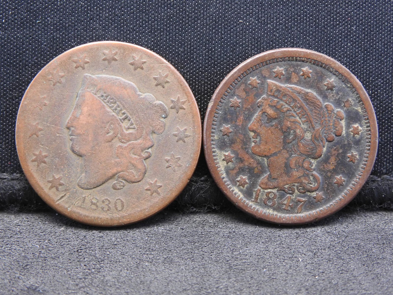 Large Cents - 1830 Coronet Head & 1847 Braided Hair (1 of 2)