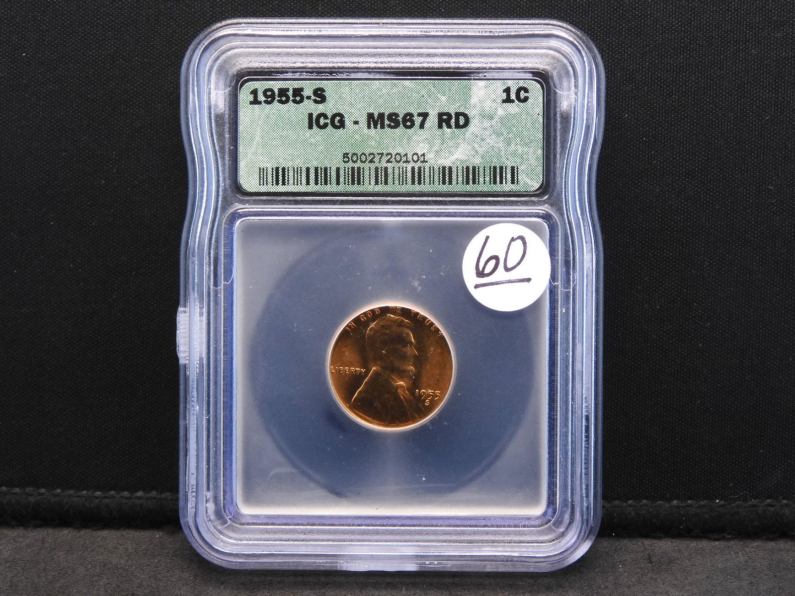 1955-S ICG MS67 RD Lincoln Wheat Cent  - Beautiful! (1 of 4)