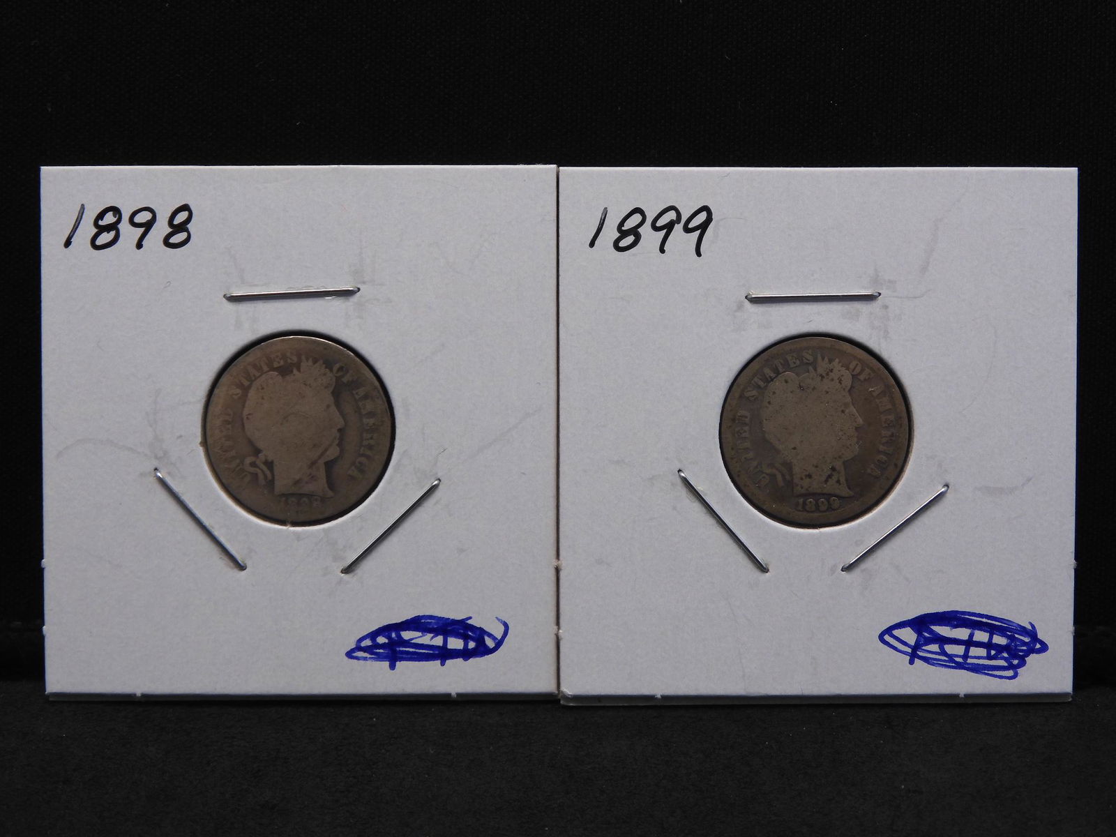 1898 & 1899 Barber Silver Dimes (1 of 3)