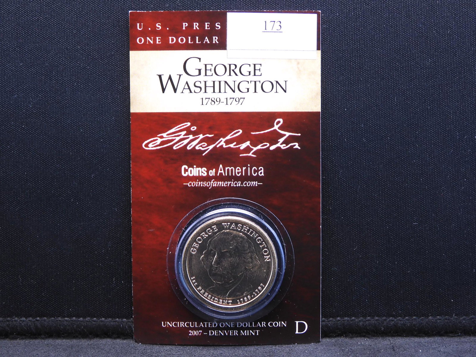 2007 Denver Mint - George Washington Presidential: 2007 Denver Mint - George Washington Presidential Dollar on Fact Filled Card
