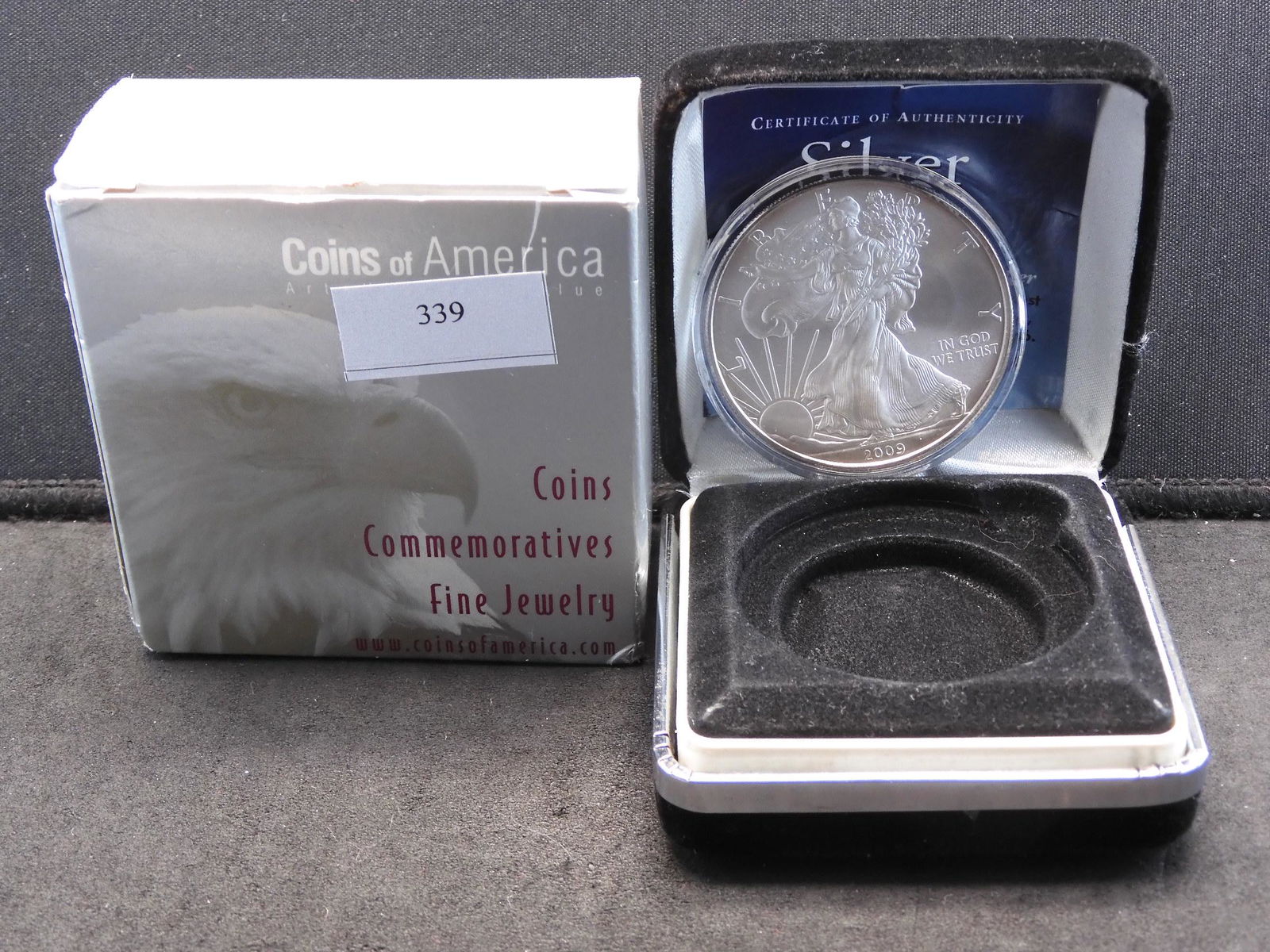 2009 American Silver Eagle 1 oz. Silver w/ Black Velvet (1 of 4)