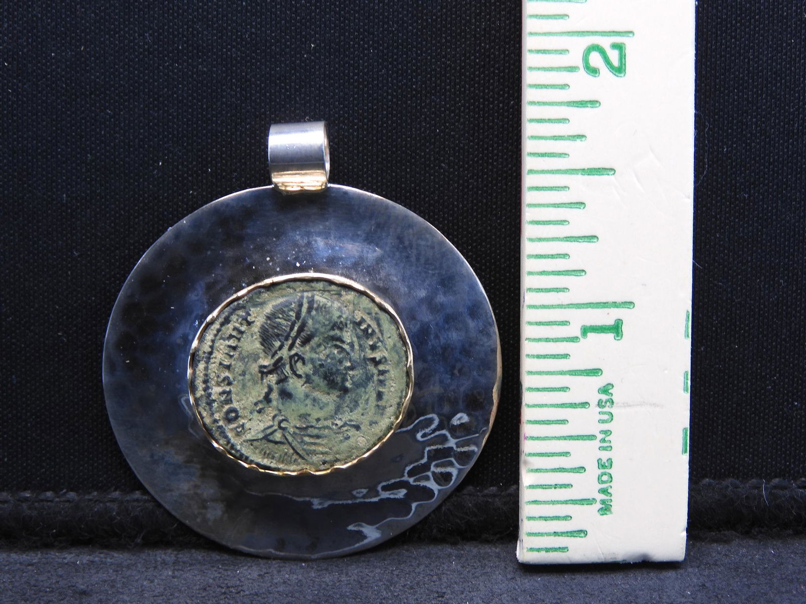 Sterling Silver Round Pendant w/ Ancient Coin Enclosed (1 of 5)