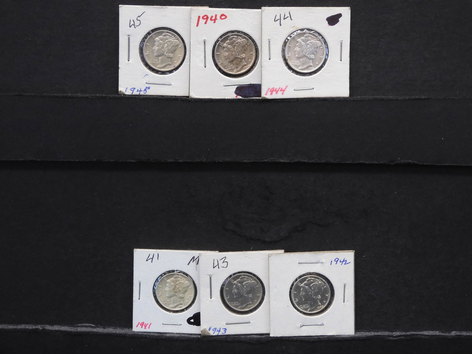 6-  Mercury Dimes  1940, 1941, 1942, 1943, 1944, 1945 (1 of 5)