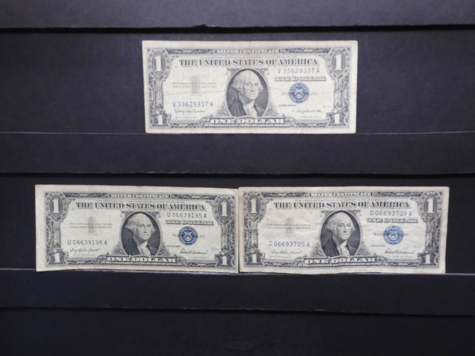 (2) 1957 & (1) 1957-B $1 Silver Certificates (1 of 4)